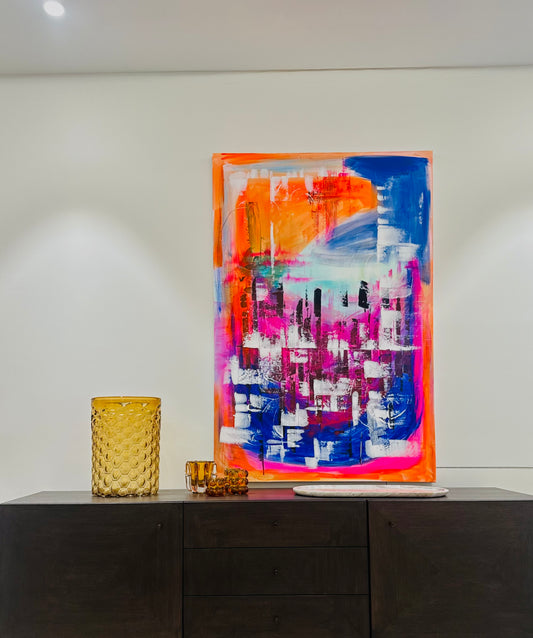 Electric Horizon - Original Abstract Painting on Canvas | 150 × 100 cm | Mallorca