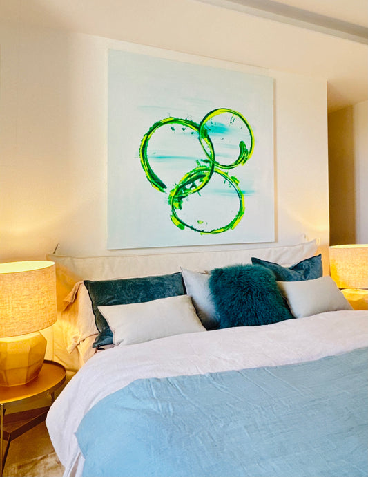 Turquoise Force - Original Abstract Painting on Canvas | 150 × 150 cm | Mallorca