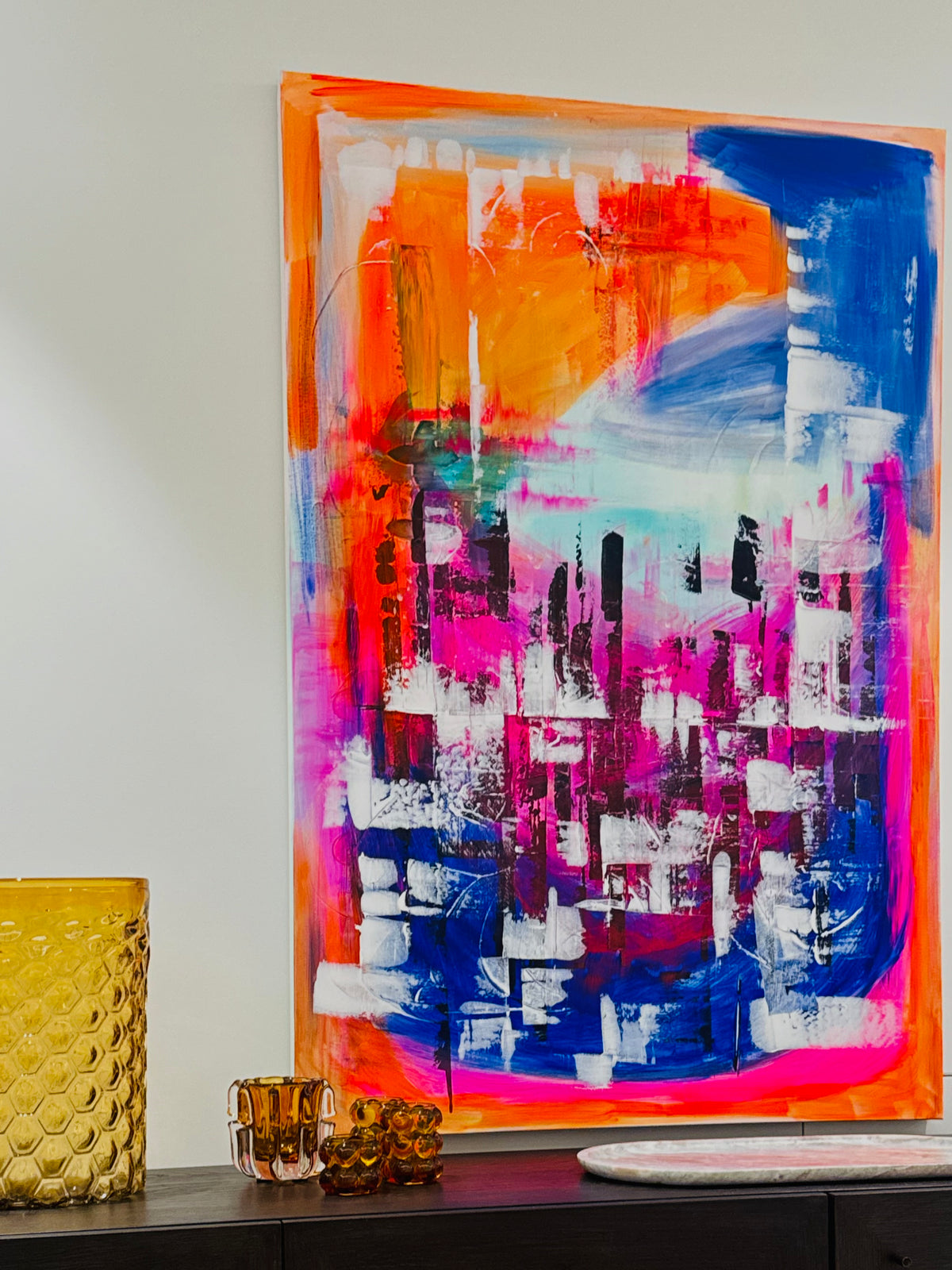 Electric Horizon - Original Abstract Painting on Canvas | 150 × 100 cm | Mallorca