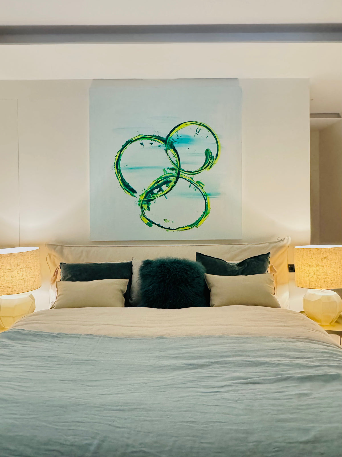 Turquoise Force - Original Abstract Painting on Canvas | 150 × 150 cm | Mallorca