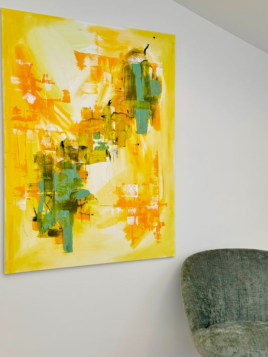 Amber Glow - Original Abstract Painting on Canvas | 150 × 120 cm | Mallorca