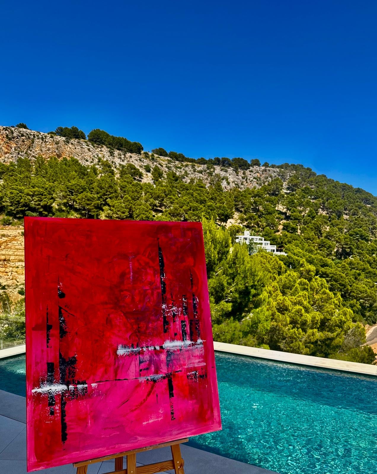 Velvet Ember - Original Abstract Painting on Canvas | 100×100 cm | Mallorca