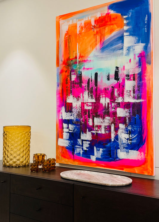 Electric Horizon - Original Abstract Painting on Canvas | 150 × 100 cm | Mallorca