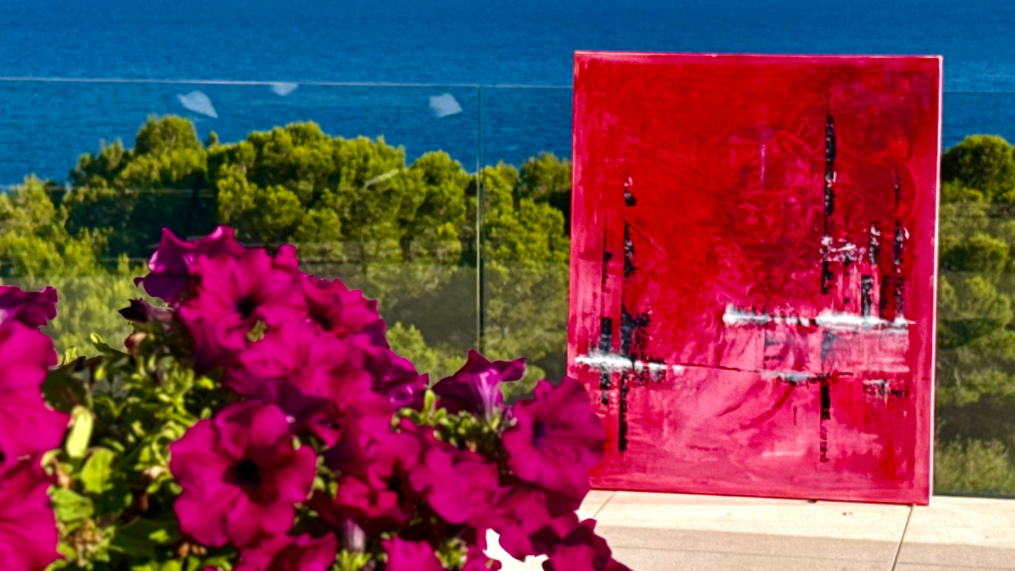 Velvet Ember - Original Abstract Painting on Canvas | 100×100 cm | Mallorca