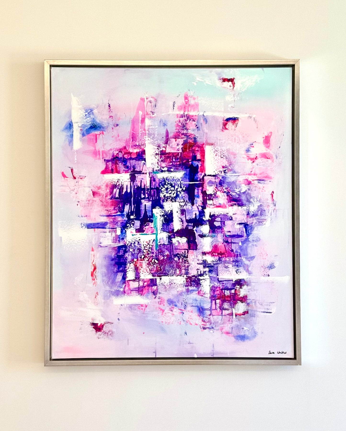 Bougainvillea Dreams – Original Abstract Painting on Canvas | 100 × 110 cm