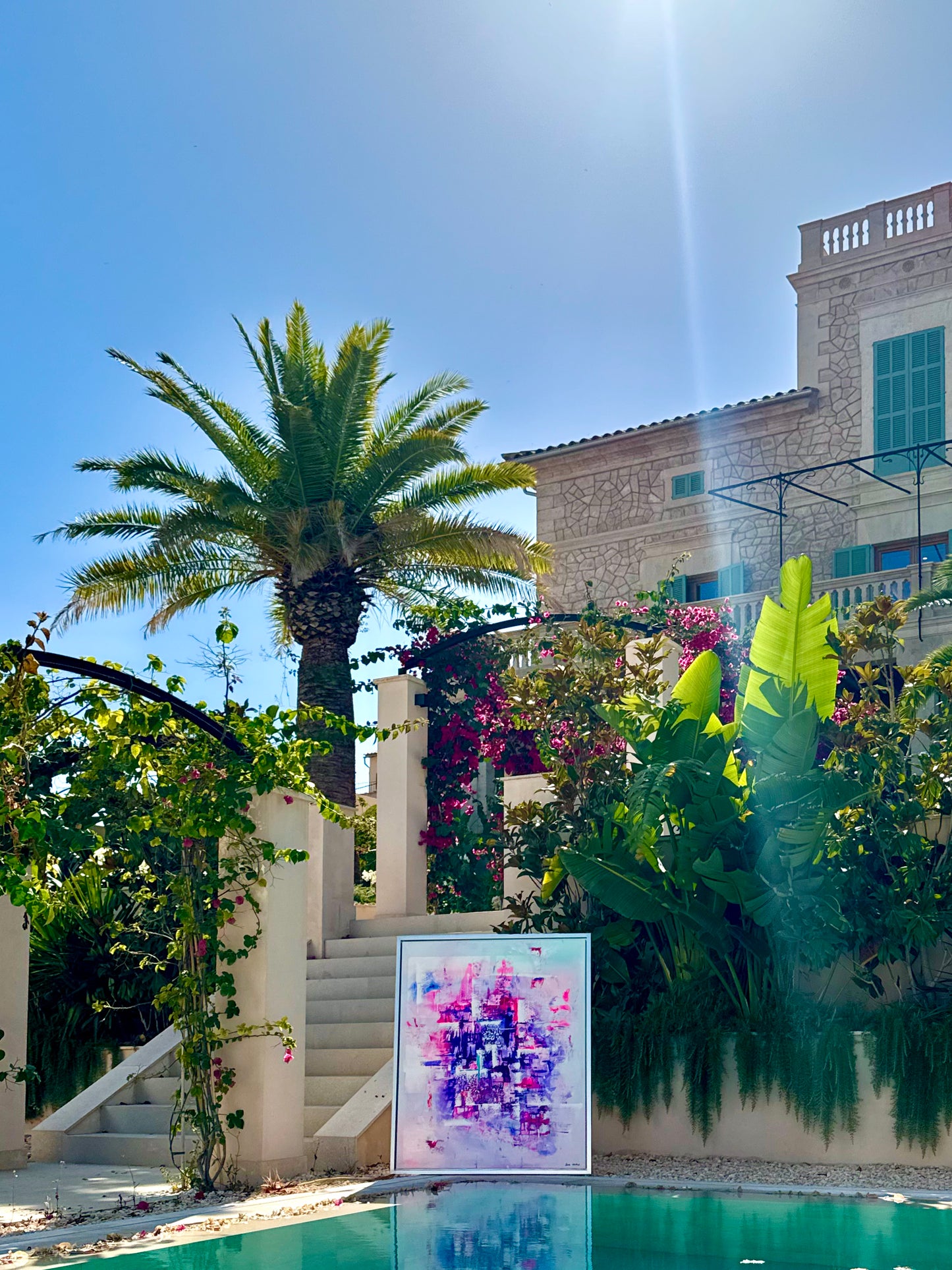 Bougainvillea Dreams – Original Abstract Painting on Canvas | 100 × 110 cm